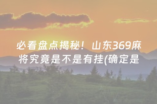 必看盘点揭秘！山东369麻将究竟是不是有挂(确定是有挂)