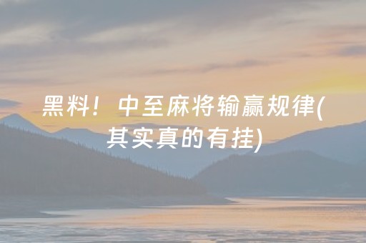 黑料！中至麻将输赢规律(其实真的有挂)