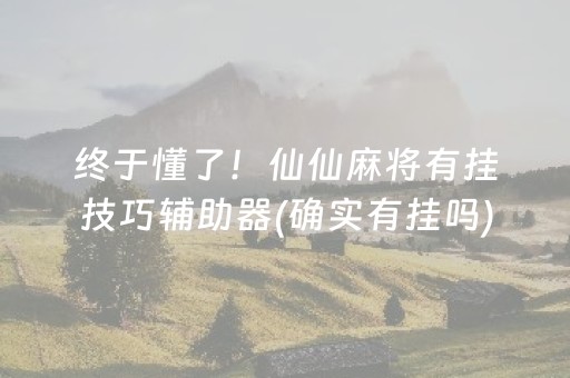 终于懂了！仙仙麻将有挂技巧辅助器(确实有挂吗)