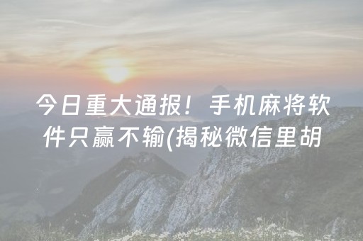 今日重大通报！手机麻将软件只赢不输(揭秘微信里胡牌神器)