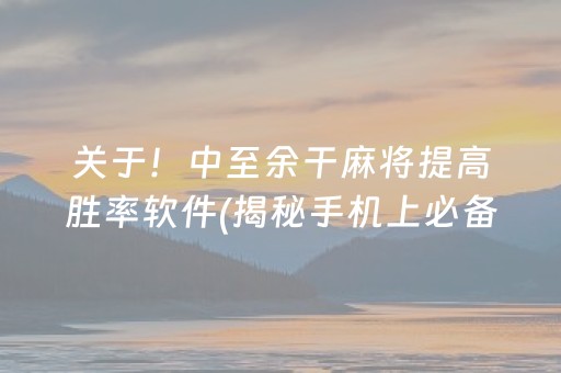 关于！中至余干麻将提高胜率软件(揭秘手机上必备神器)