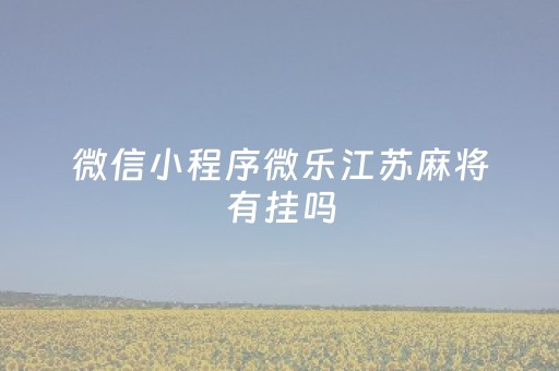 微信小程序微乐江苏麻将有挂吗（江苏微乐麻将官方网站）