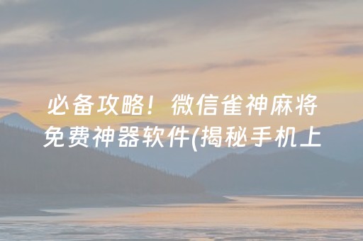 必备攻略！微信雀神麻将免费神器软件(揭秘手机上助赢神器)