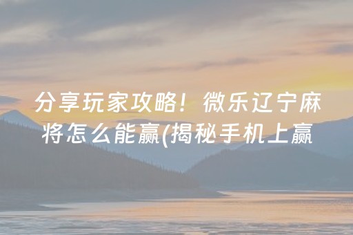 分享玩家攻略！微乐辽宁麻将怎么能赢(揭秘手机上赢牌技巧)