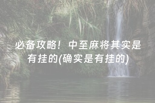 必备攻略！中至麻将其实是有挂的(确实是有挂的)