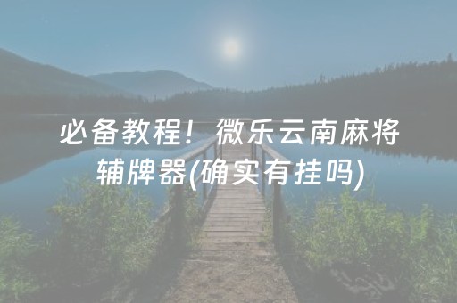 必备教程！微乐云南麻将辅牌器(确实有挂吗)