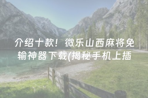 介绍十款！微乐山西麻将免输神器下载(揭秘手机上插件购买)