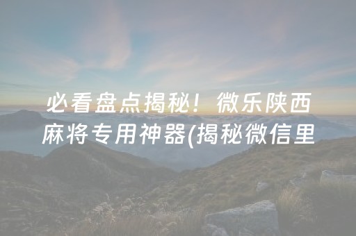 必看盘点揭秘！微乐陕西麻将专用神器(揭秘微信里赢的诀窍)