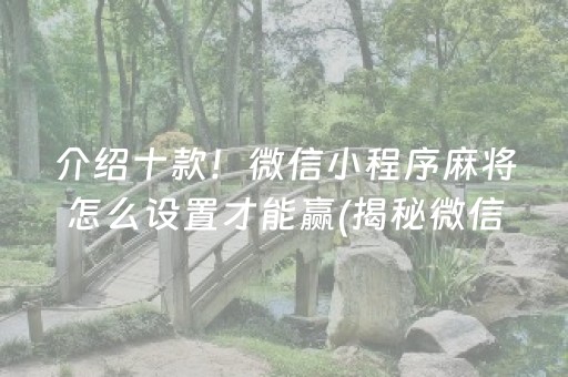 介绍十款！微信小程序麻将怎么设置才能赢(揭秘微信里赢的诀窍)