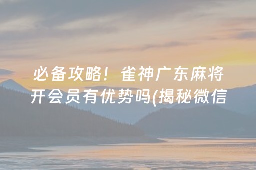 必备攻略！雀神广东麻将开会员有优势吗(揭秘微信里插件下载)