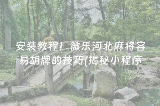 安装教程！微乐河北麻将容易胡牌的技巧(揭秘小程序提高胜率)