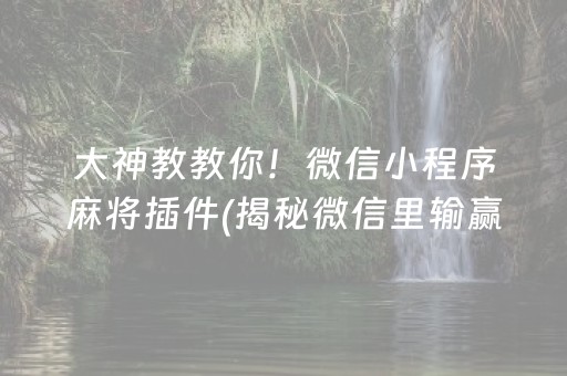 大神教教你！微信小程序麻将插件(揭秘微信里输赢规律)