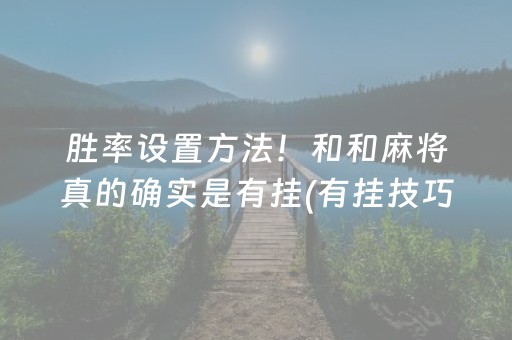 胜率设置方法！和和麻将真的确实是有挂(有挂技巧辅助器)