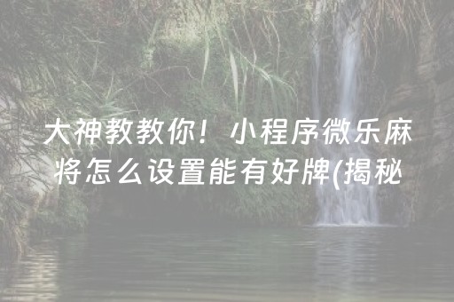 大神教教你！小程序微乐麻将怎么设置能有好牌(揭秘微信里助攻神器)