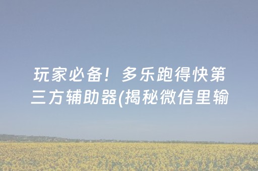 玩家必备！多乐跑得快第三方辅助器(揭秘微信里输赢规律)