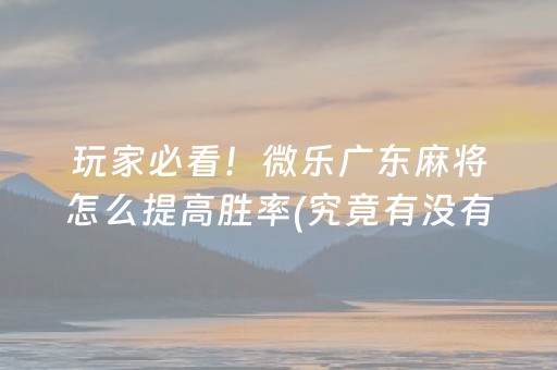 玩家必看！微乐广东麻将怎么提高胜率(究竟有没有挂)