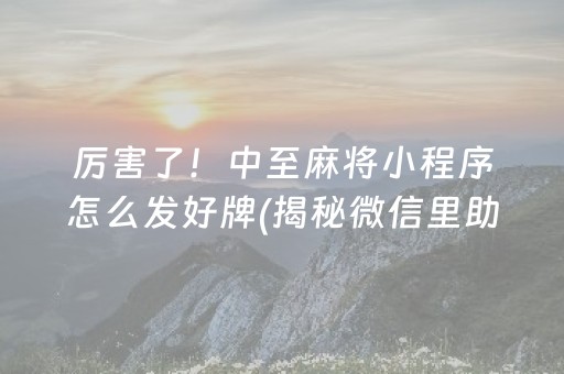 厉害了！中至麻将小程序怎么发好牌(揭秘微信里助赢软件)