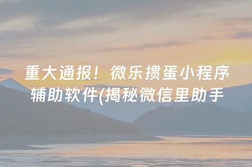 重大通报！微乐掼蛋小程序辅助软件(揭秘微信里助手软件)