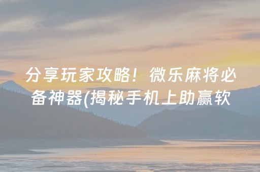 分享玩家攻略！微乐麻将必备神器(揭秘手机上助赢软件)