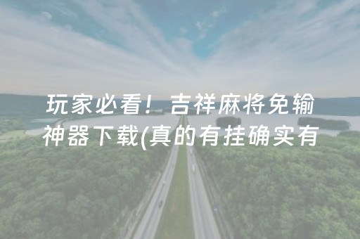 玩家必看！吉祥麻将免输神器下载(真的有挂确实有挂)