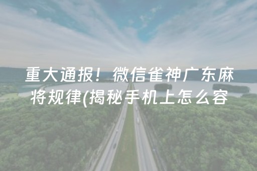 重大通报！微信雀神广东麻将规律(揭秘手机上怎么容易赢)