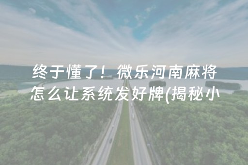 终于懂了！微乐河南麻将怎么让系统发好牌(揭秘小程序确实有猫腻)