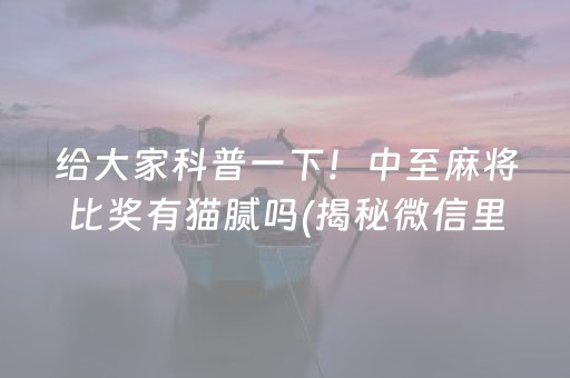 给大家科普一下！中至麻将比奖有猫腻吗(揭秘微信里辅牌器)