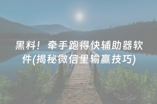 黑料！牵手跑得快辅助器软件(揭秘微信里输赢技巧)