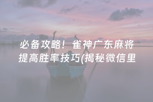 必备攻略！雀神广东麻将提高胜率技巧(揭秘微信里胡牌技巧)