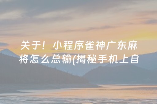 关于！小程序雀神广东麻将怎么总输(揭秘手机上自建房怎么赢)