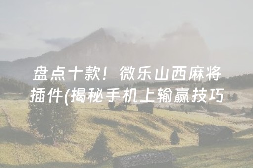 盘点十款！微乐山西麻将插件(揭秘手机上输赢技巧)