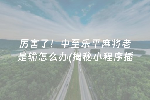 厉害了！中至乐平麻将老是输怎么办(揭秘小程序插件下载)