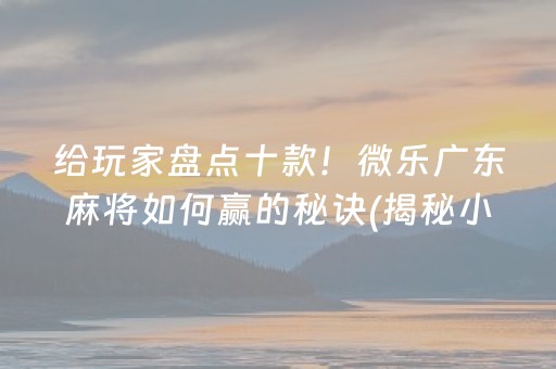 给玩家盘点十款！微乐广东麻将如何赢的秘诀(揭秘小程序必备神器)