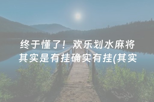 终于懂了！欢乐划水麻将其实是有挂确实有挂(其实是有挂的)