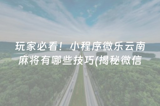 玩家必看！小程序微乐云南麻将有哪些技巧(揭秘微信里自建房怎么赢)