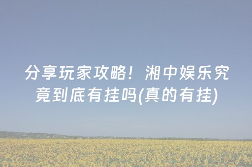 分享玩家攻略！湘中娱乐究竟到底有挂吗(真的有挂)