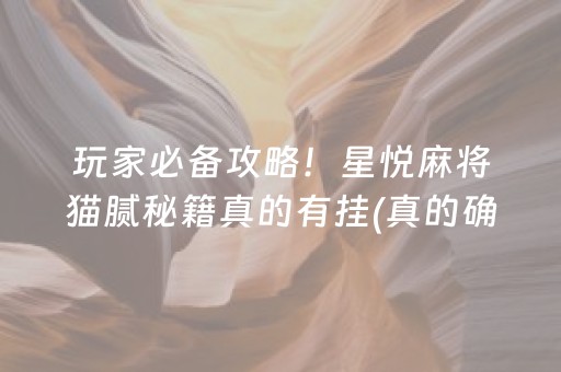 玩家必备攻略！星悦麻将猫腻秘籍真的有挂(真的确实是有挂)