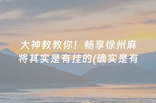 大神教教你！畅享徐州麻将其实是有挂的(确实是有挂的)