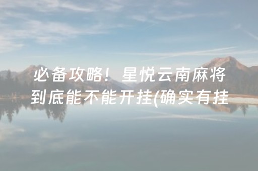 必备攻略！星悦云南麻将到底能不能开挂(确实有挂吗)