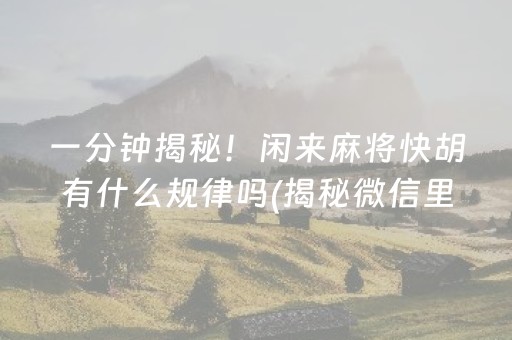 玩家必备！微乐海南麻将赢牌的技巧(揭秘小程序插件购买)