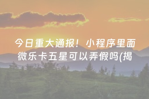 今日重大通报！小程序里面微乐卡五星可以弄假吗(揭秘手机上最新神器下载)