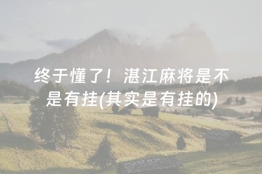 终于懂了！湛江麻将是不是有挂(其实是有挂的)