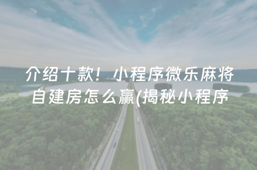 介绍十款！小程序微乐麻将自建房怎么赢(揭秘小程序输赢技巧)