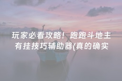 玩家必看攻略！跑跑斗地主有挂技巧辅助器(真的确实是有挂)