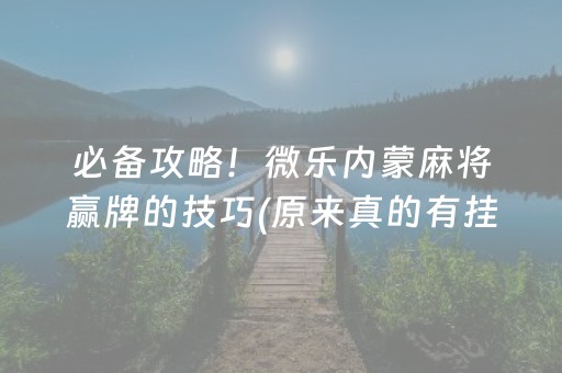 必备攻略！微乐内蒙麻将赢牌的技巧(原来真的有挂)