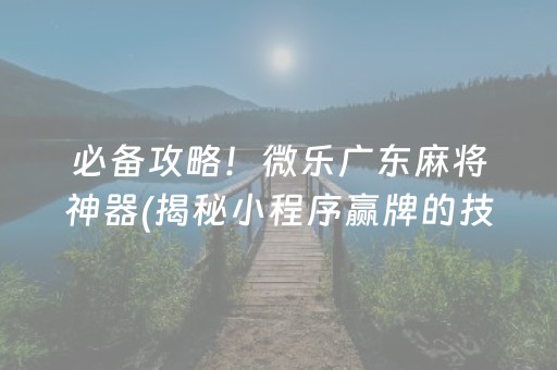 必备攻略！微乐广东麻将神器(揭秘小程序赢牌的技巧)