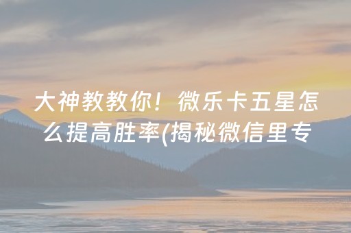 大神教教你！微乐卡五星怎么提高胜率(揭秘微信里专用神器下载)