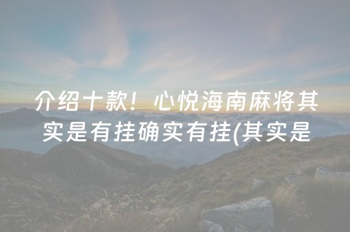 介绍十款！心悦海南麻将其实是有挂确实有挂(其实是有挂确实有挂)