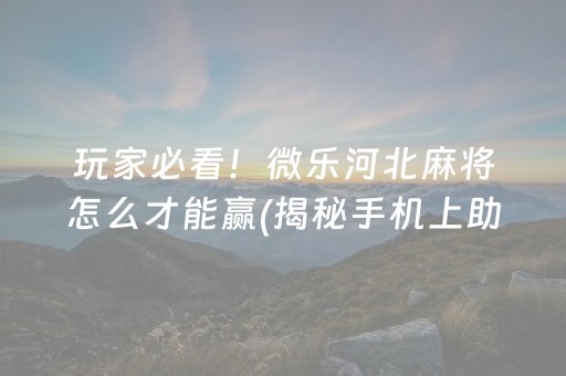 终于懂了！微乐卡五星有辅助工具吗(揭秘小程序插件购买)