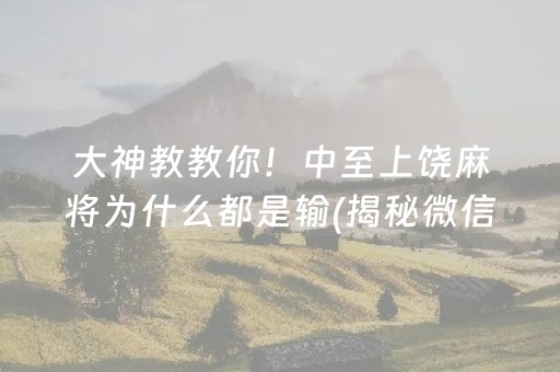 大神教教你！中至上饶麻将为什么都是输(揭秘微信里提高胜率)